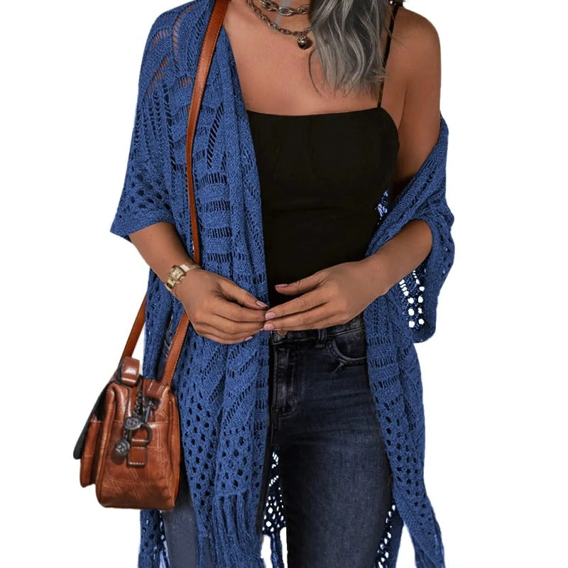 Hollow Out Tassel Knit Cardigan