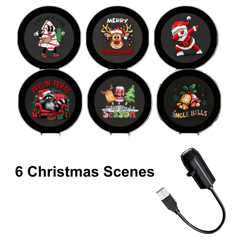 USB Christmas projector with six Christmas scene discs