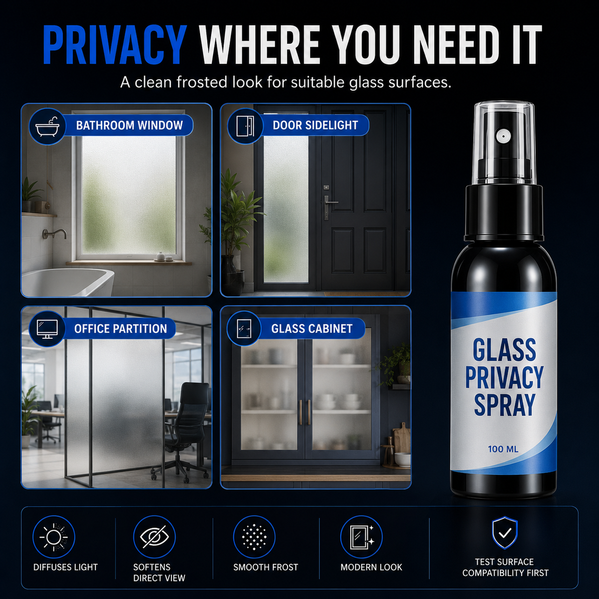 50% OFF Reflective Window Spray | One-Way Mirror Privacy Shield for Home & Car