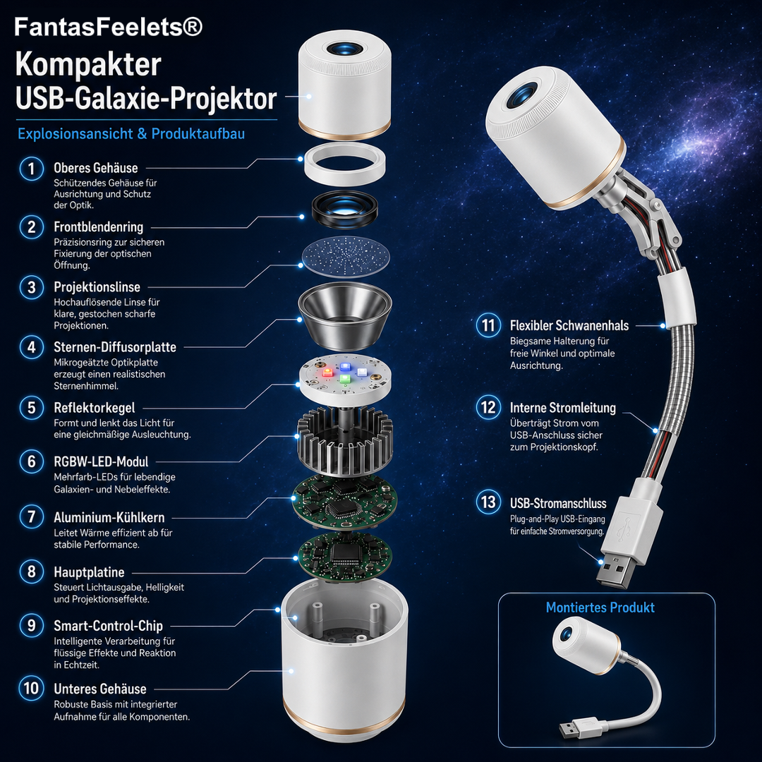 FantasFeelets® Nachtlicht-Projektor – Intelligenter holografischer Sternprojektor🐦‍🔥
