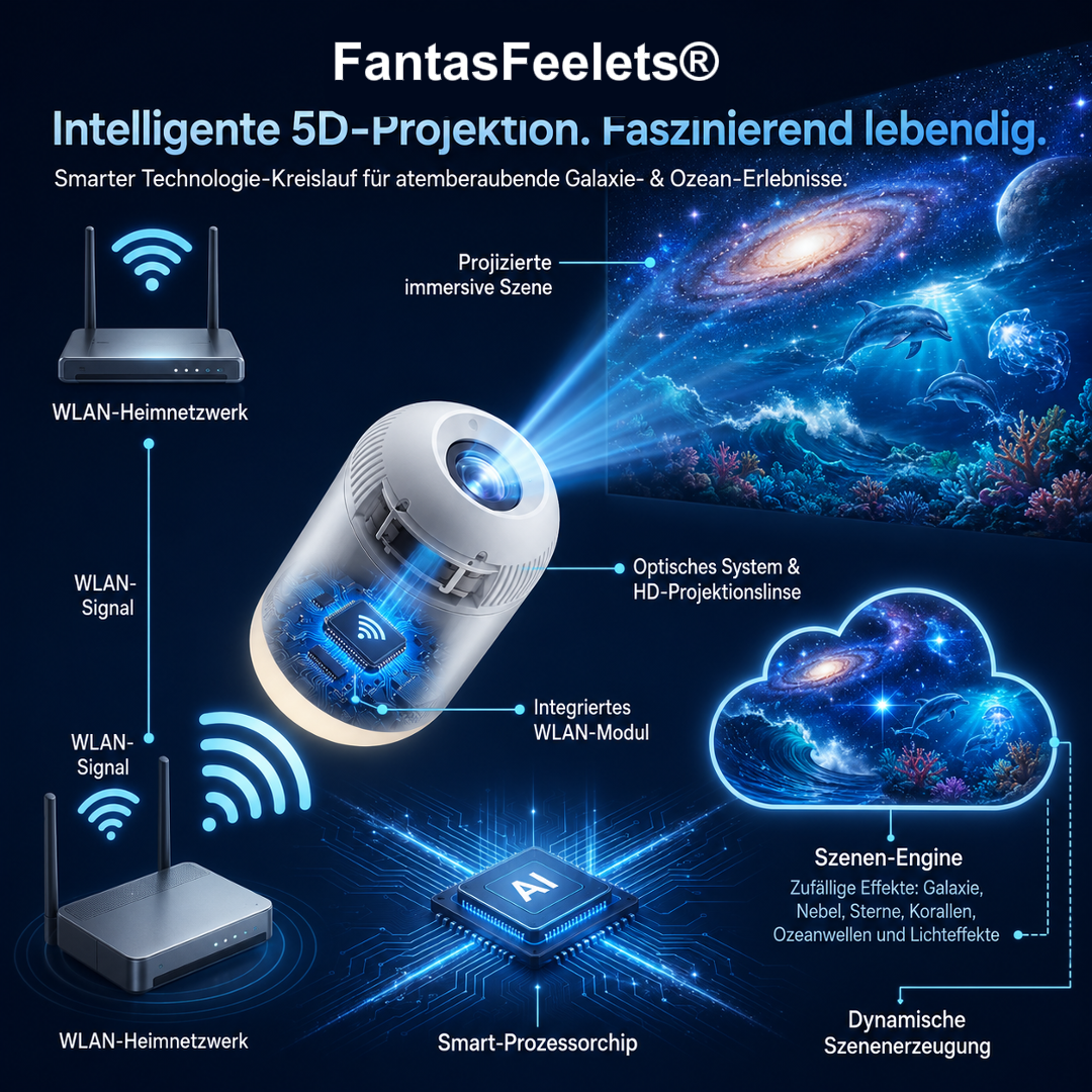 FantasFeelets® Nachtlicht-Projektor – Intelligenter holografischer Sternprojektor🐦‍🔥