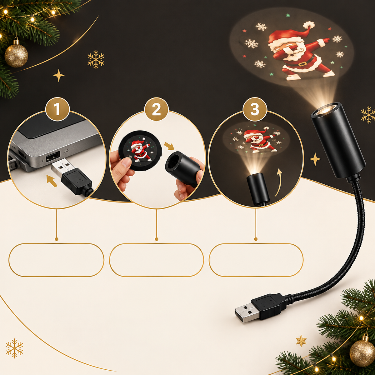 USB Christmas Projector Light — 6 or 10 Festive Scenes