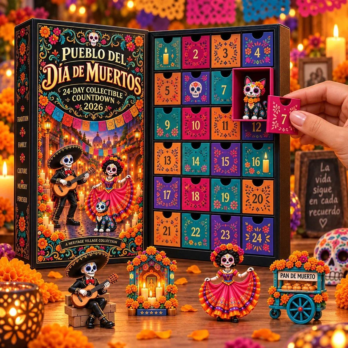Numbered Day of the Dead countdown calendar for daily miniature reveals