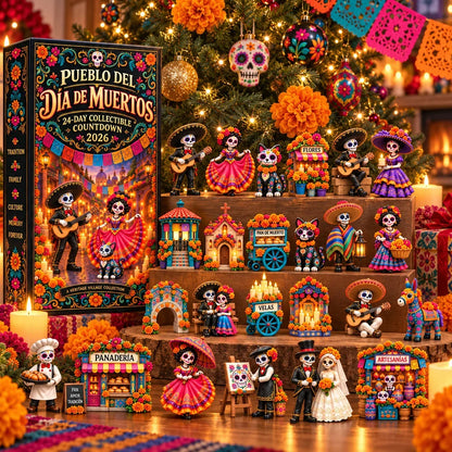 Day of the Dead miniature collection in a decorative seasonal setting