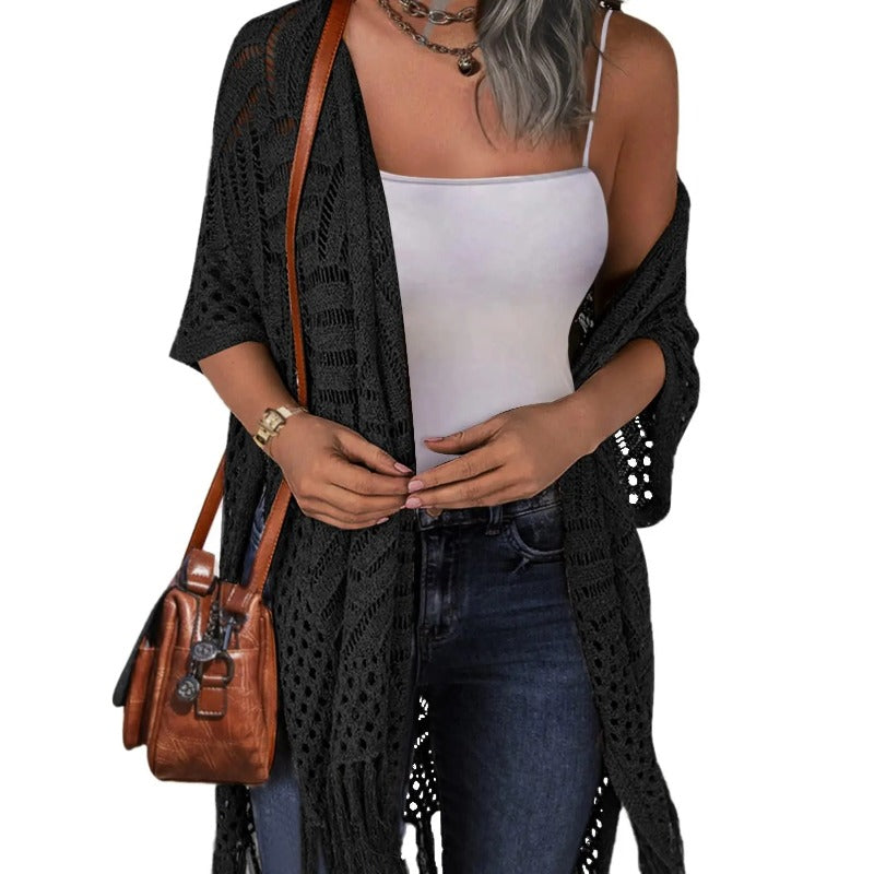 Hollow Out Tassel Knit Cardigan