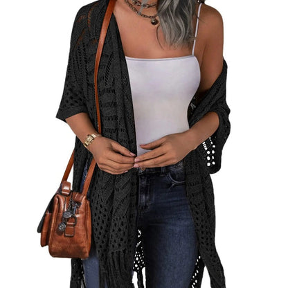 Hollow Out Tassel Knit Cardigan