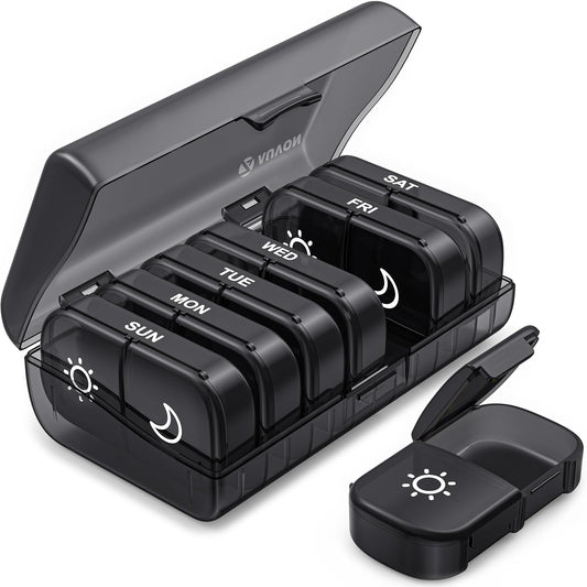 AM PM Weekly Pill Organizer – Travel-Friendly, Large Capacity & BPA-Free