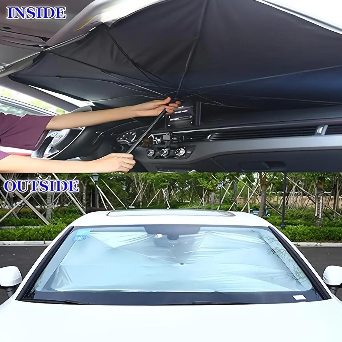 Portable Car Windshield Sunshade, Foldable Windshield Sun Umbrella, Car Exterior Accessory, Car Windshield Cooling Umbrella for Daily Use