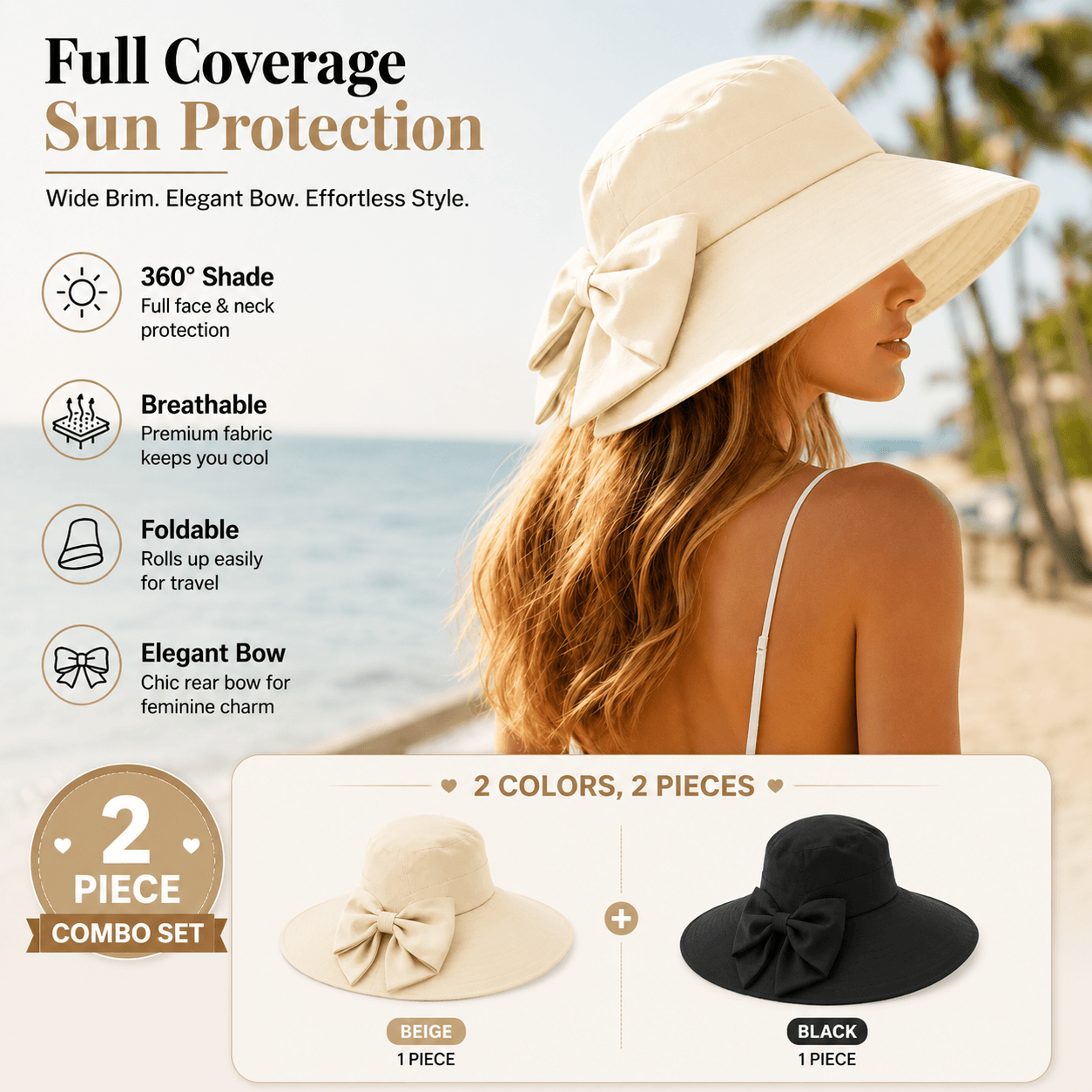 2 Hats - Beige + Black