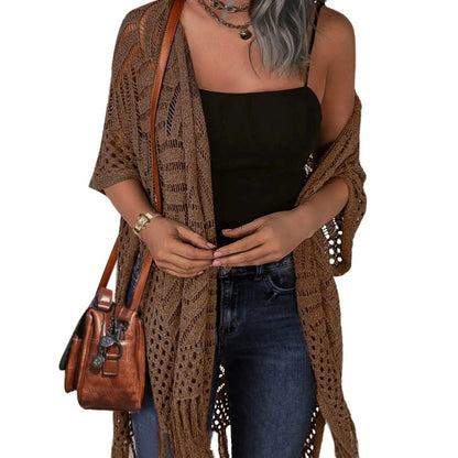 Hollow Out Tassel Knit Cardigan
