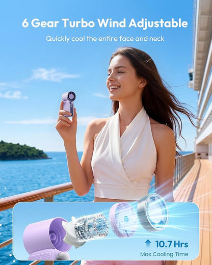 ❄️ Turbo Handheld Fan – 16900 RPM, 6 speeds, LED display