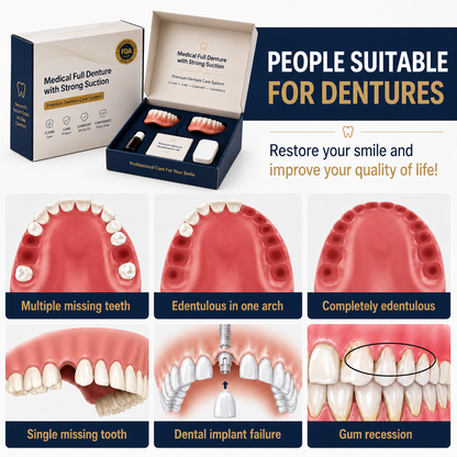 🦷Medical Full Denture with Strong Suction ✅ Made and Shipped from the（USA）