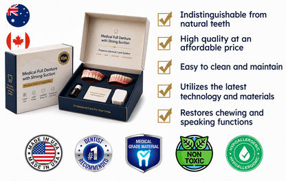 🦷Medical Full Denture with Strong Suction ✅ Made and Shipped from the（USA）