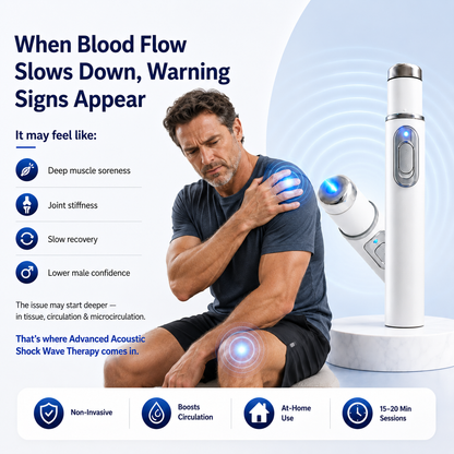 Advanced sonic shock therapy can restore the health of body tissues, enhance men's self-confidence, and relieve muscle pain, joint stiffness, and tendon discomfort.