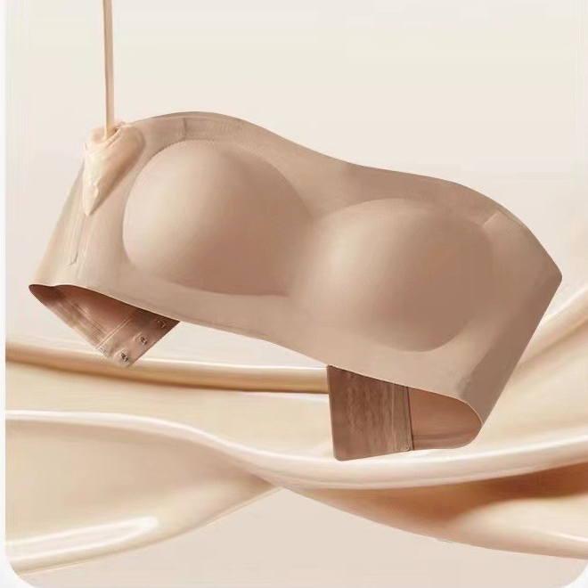 💞Womens Strapless Bras Push Up Bandeau Bra Non Slip Wireless Supportive Padded Bras Seamless Comfortable Tube Jelly Bra