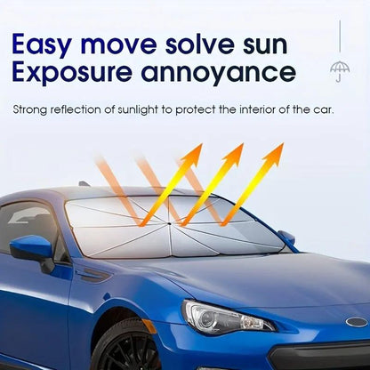 Portable Car Windshield Sunshade, Foldable Windshield Sun Umbrella, Car Exterior Accessory, Car Windshield Cooling Umbrella for Daily Use