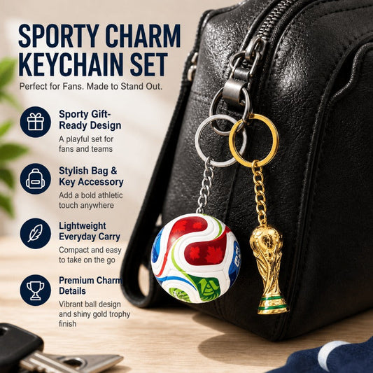Soccer Trophy Keychain Duo