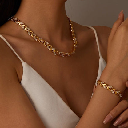 Elegant Crystal Chain Jewelry Set