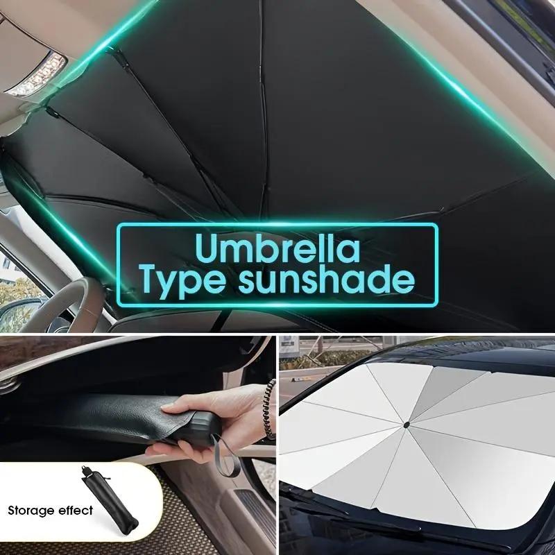 Portable Car Windshield Sunshade, Foldable Windshield Sun Umbrella, Car Exterior Accessory, Car Windshield Cooling Umbrella for Daily Use