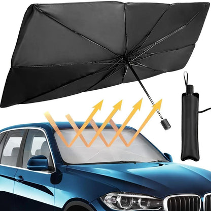 Portable Car Windshield Sunshade, Foldable Windshield Sun Umbrella, Car Exterior Accessory, Car Windshield Cooling Umbrella for Daily Use
