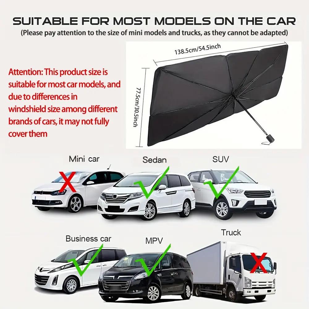 Portable Car Windshield Sunshade, Foldable Windshield Sun Umbrella, Car Exterior Accessory, Car Windshield Cooling Umbrella for Daily Use