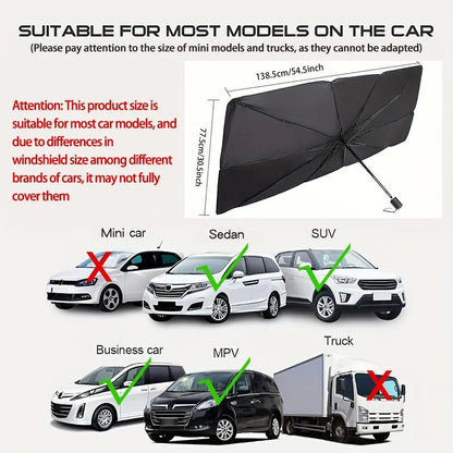 Portable Car Windshield Sunshade, Foldable Windshield Sun Umbrella, Car Exterior Accessory, Car Windshield Cooling Umbrella for Daily Use