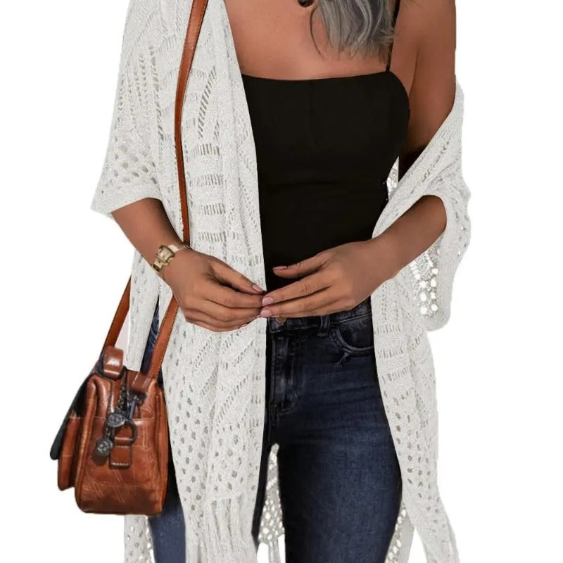 Hollow Out Tassel Knit Cardigan