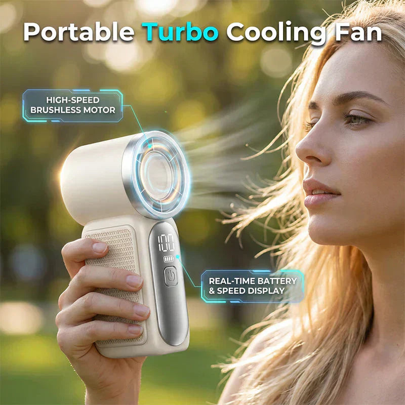 ❄️ Turbo Handheld Fan – 16900 RPM, 6 speeds, LED display