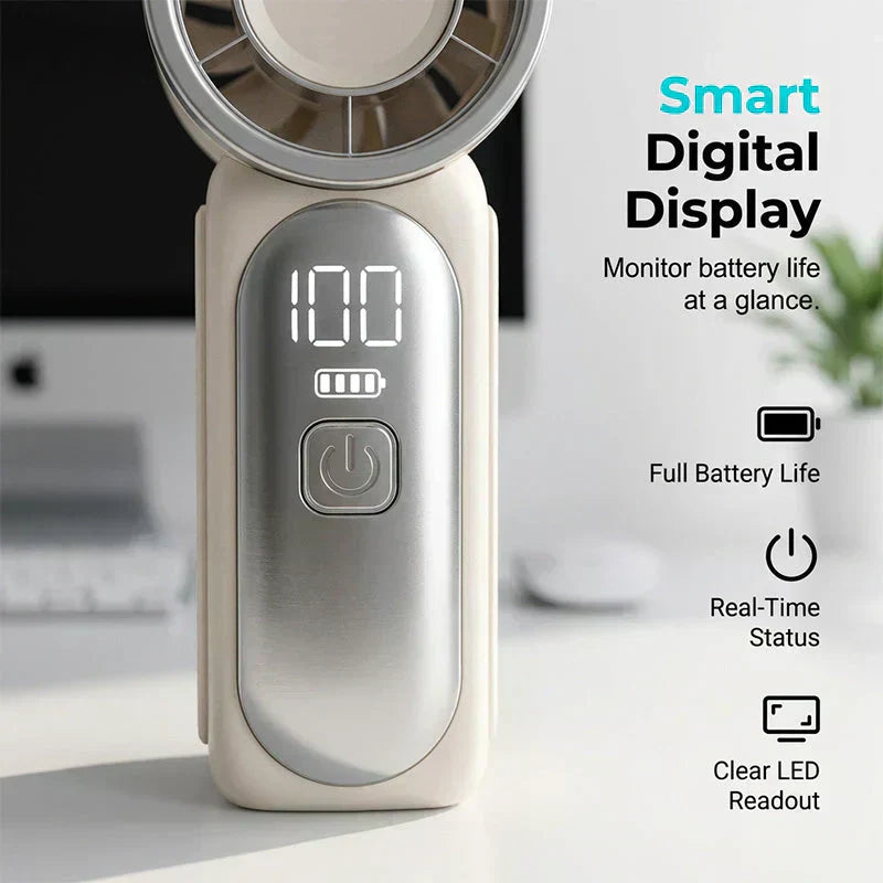 ❄️ Turbo Handheld Fan – 16900 RPM, 6 speeds, LED display