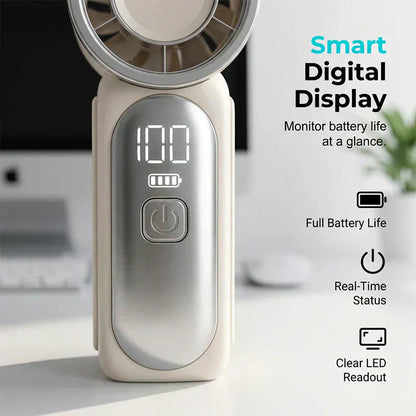 ❄️ Turbo Handheld Fan – 16900 RPM, 6 speeds, LED display