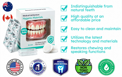 🦷Medical Full Denture with Strong Suction ✅ Made and Shipped from the（USA）
